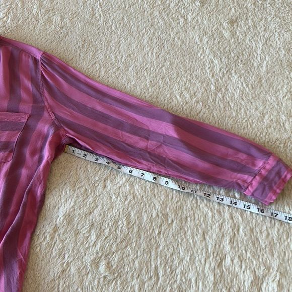 Ana pink and purple striped button up blouse - Picture 15 of 16
